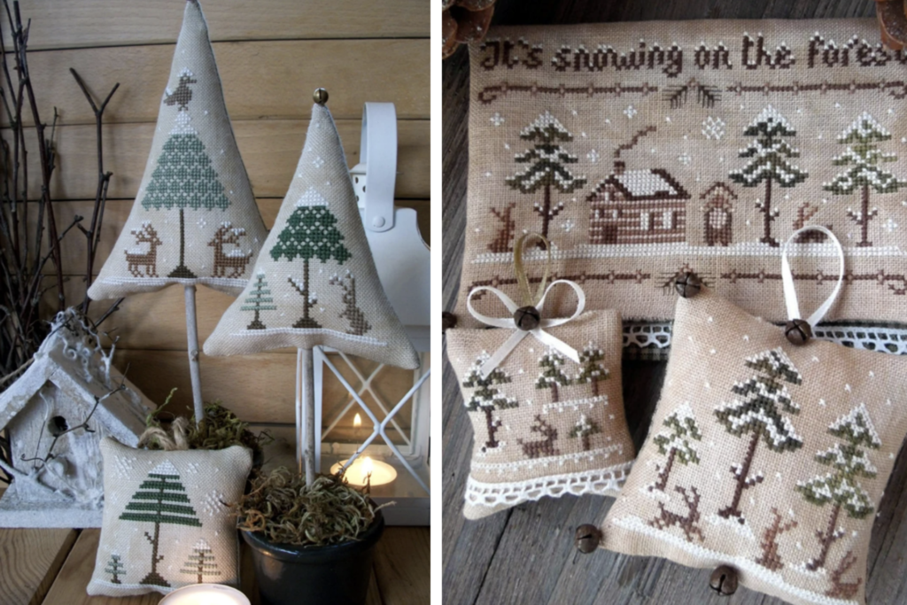 Foreste innevate - schemi di ricamo a punto croce a tema inverno - The Little Stitcher