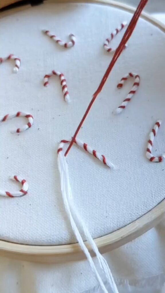 ricamo natale bastoncini di zucchero schema