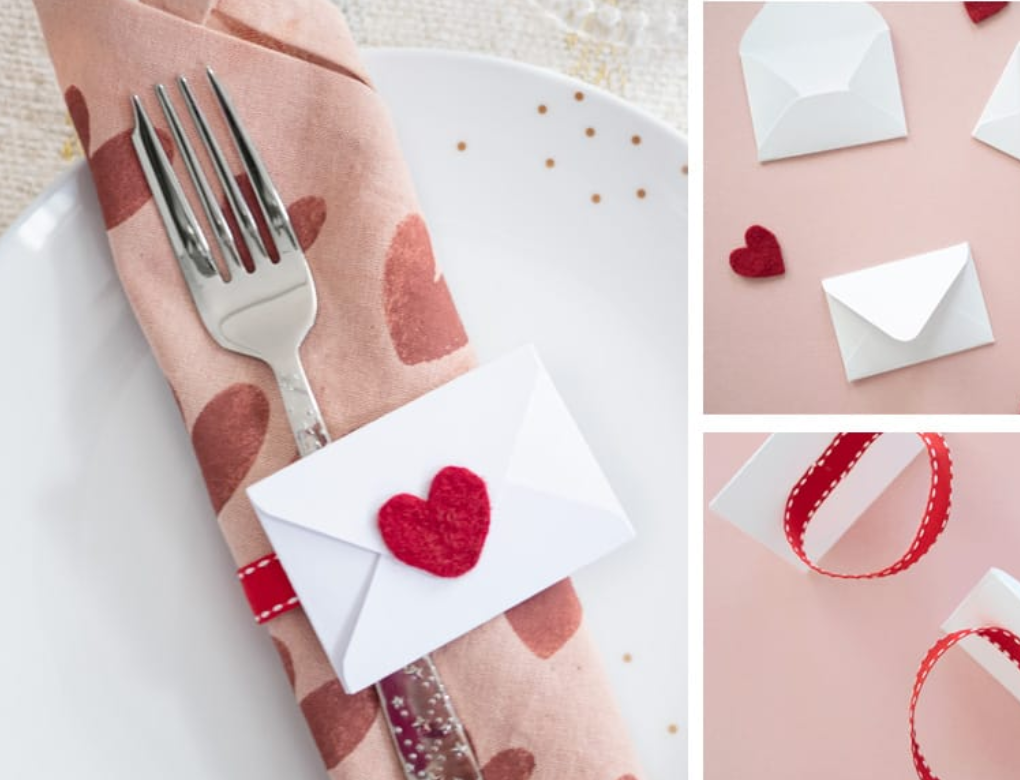 ispirando porta tovaglioli cuore con biglietto san valentino