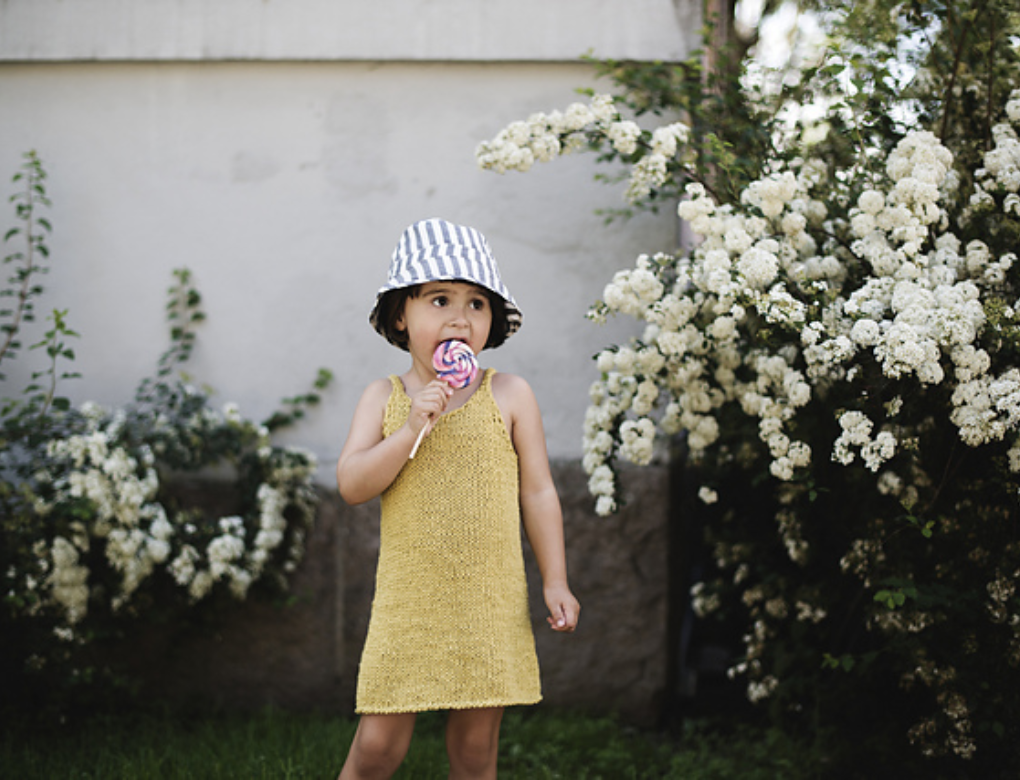 abito giallo a maglia da bimba